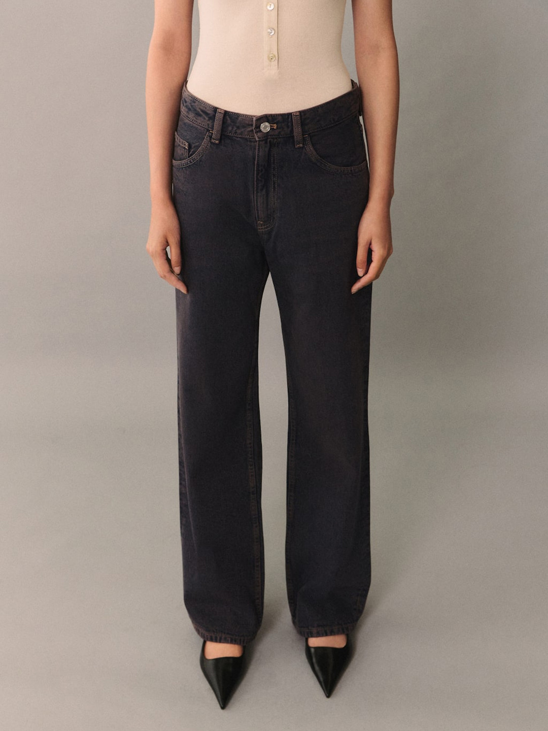 MANGO Women Acid Wash Straight Fit Jeans