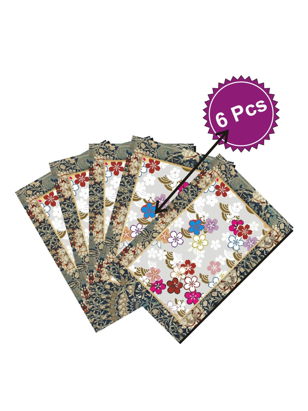 LooMantha Pink and Transparent 6 Pieces Floral Printed Table Placemats