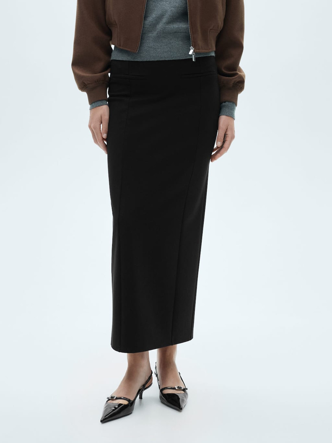 MANGO Maxi Pencil Skirt with Back Slit