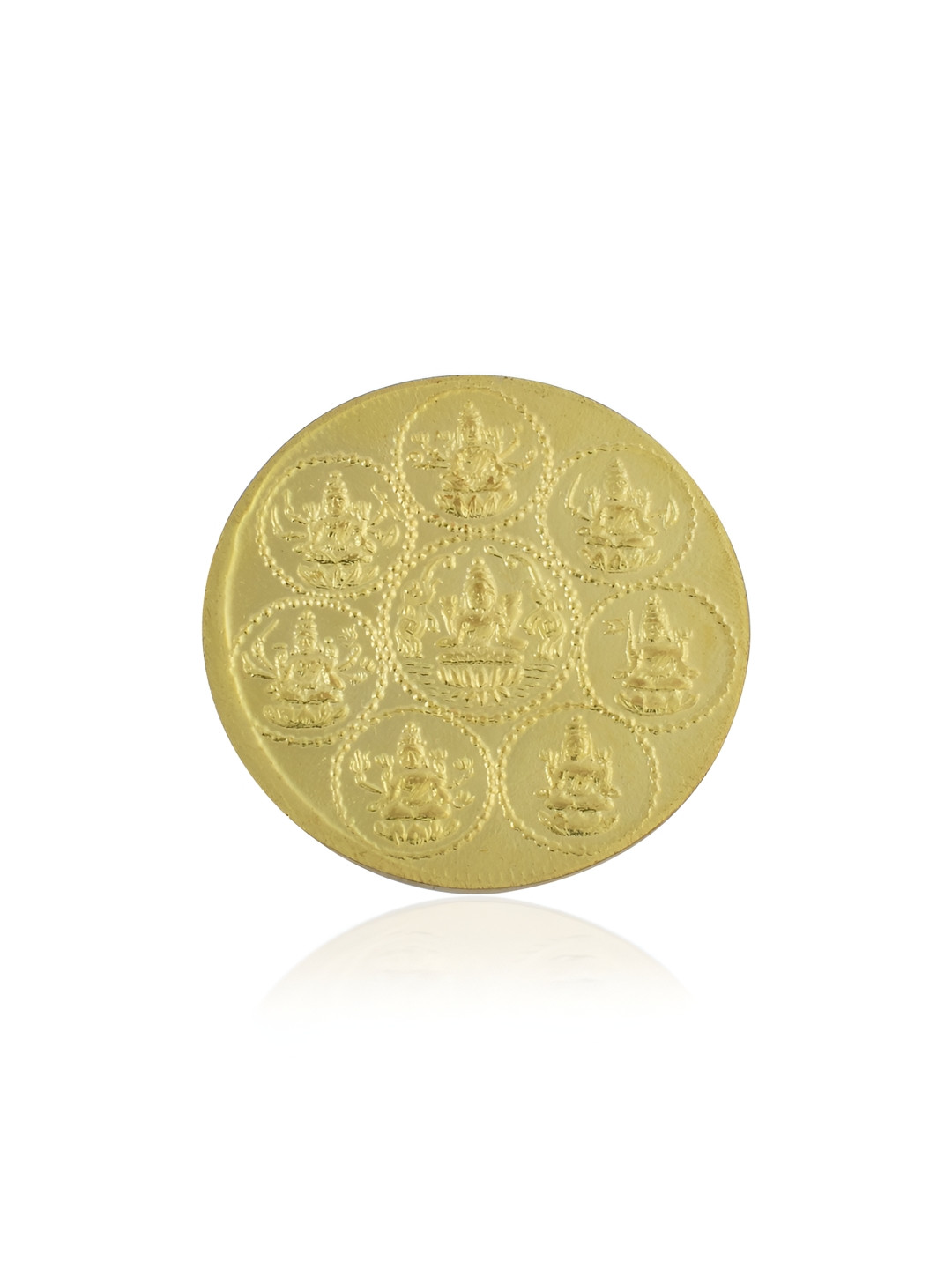 MEMOIR Asht-Lakshmi Coin with Lakshmi Mantra Gold Brass Metallic Prayer Room Medium Showpiece - 1.2 Inches