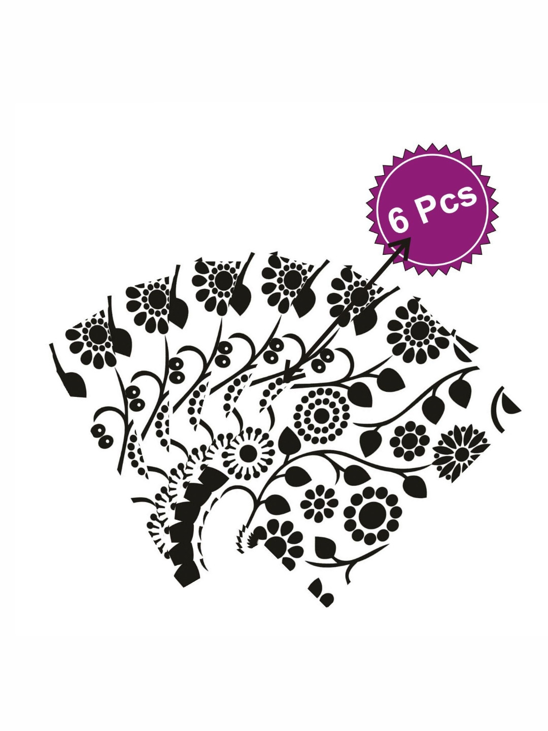 LooManthaTransparent and Black 6 Pieces Printed Table Placemats