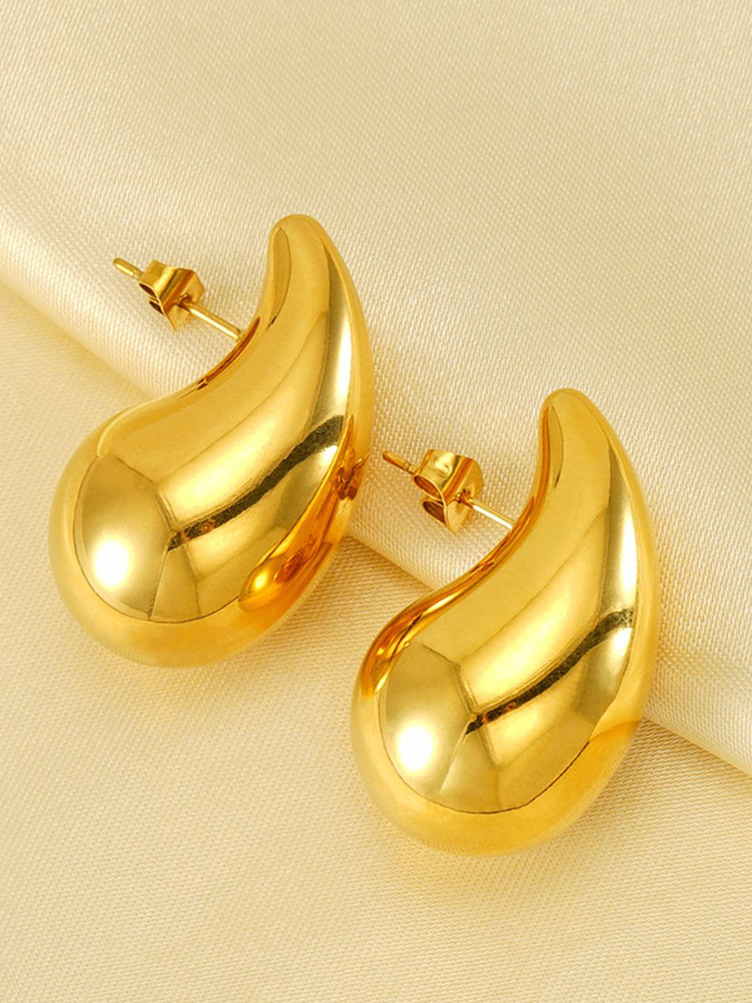 styledose Gold-Plated Teardrop Stud Earrings