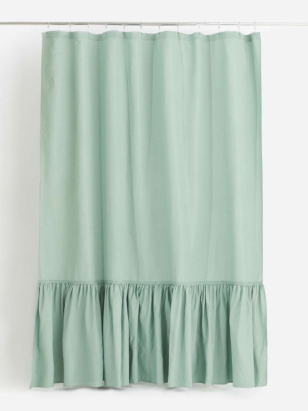 H&M Green Flounce-Trimmed Shower Curtain