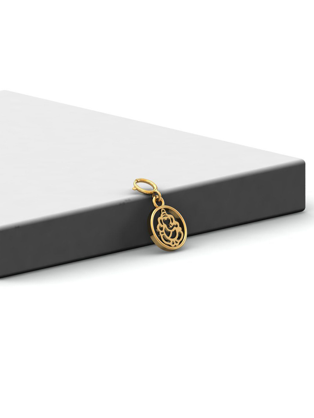 KUBERBOX 18K Yellow Gold Cutwork Ganesha Charm Pendant