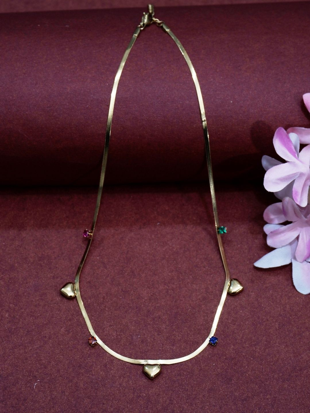 Niscka Gold-Plated American Diamond Minimal Necklace