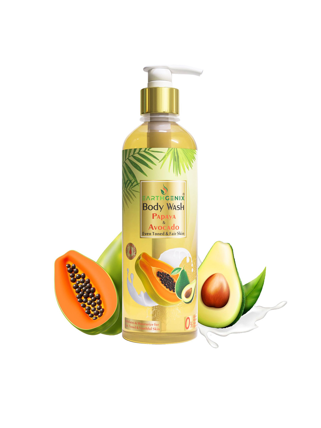 Earthgenix Papaya & Avocado Body Wash With Loofah - 300 ml