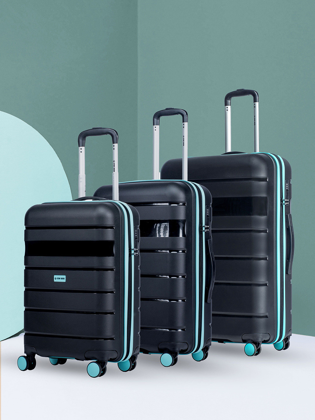 Stony Brook by Nasher Miles Saturn Set Of 3 Textured Hard-Sided Trolley Bags