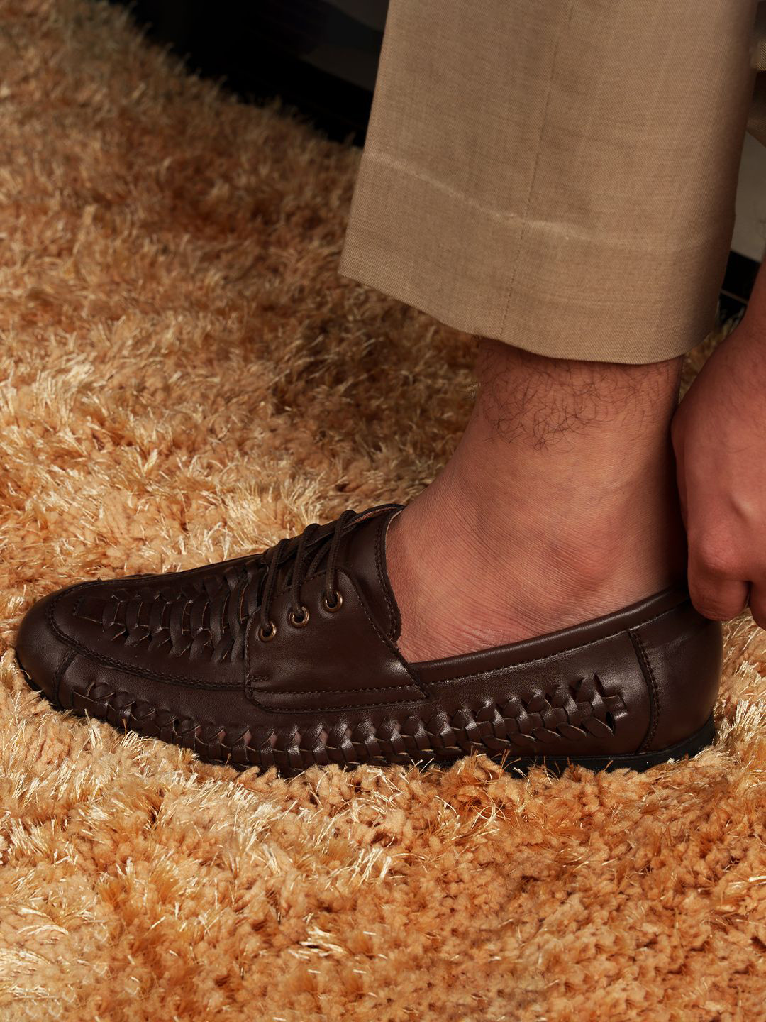 MONKSTORY Men Textured Round Toe Slip-On Formal Derbys Shoes