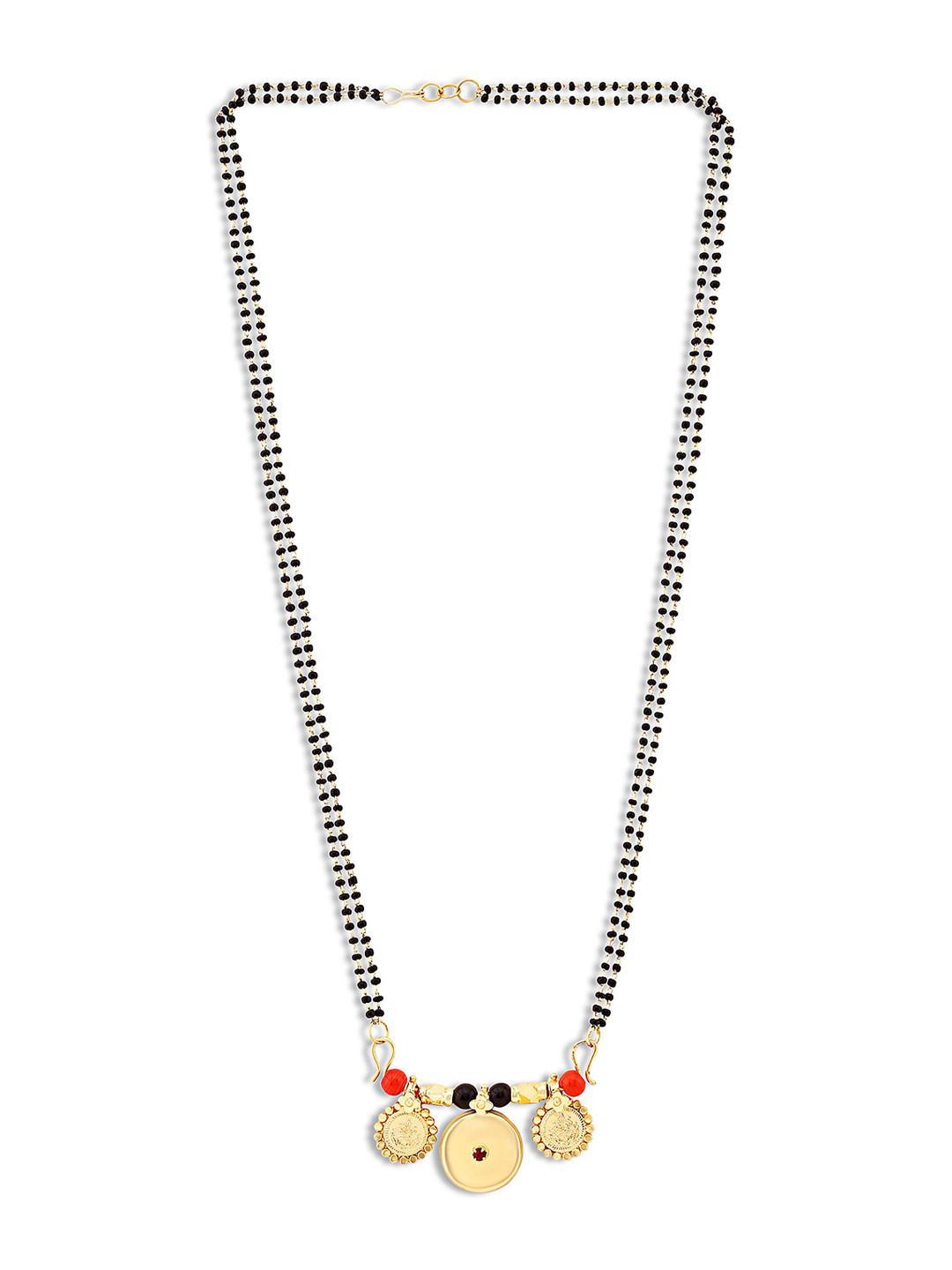 MEMOIR Gold-Plated Beaded 3 Wati Lakshmi Coin Mangalsutra