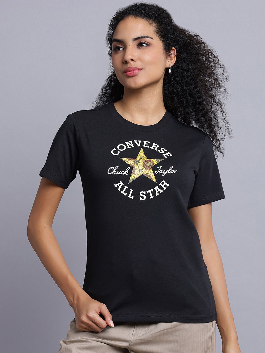 Converse Women Floral Chuck Taylor Patch Slim T-Shirt
