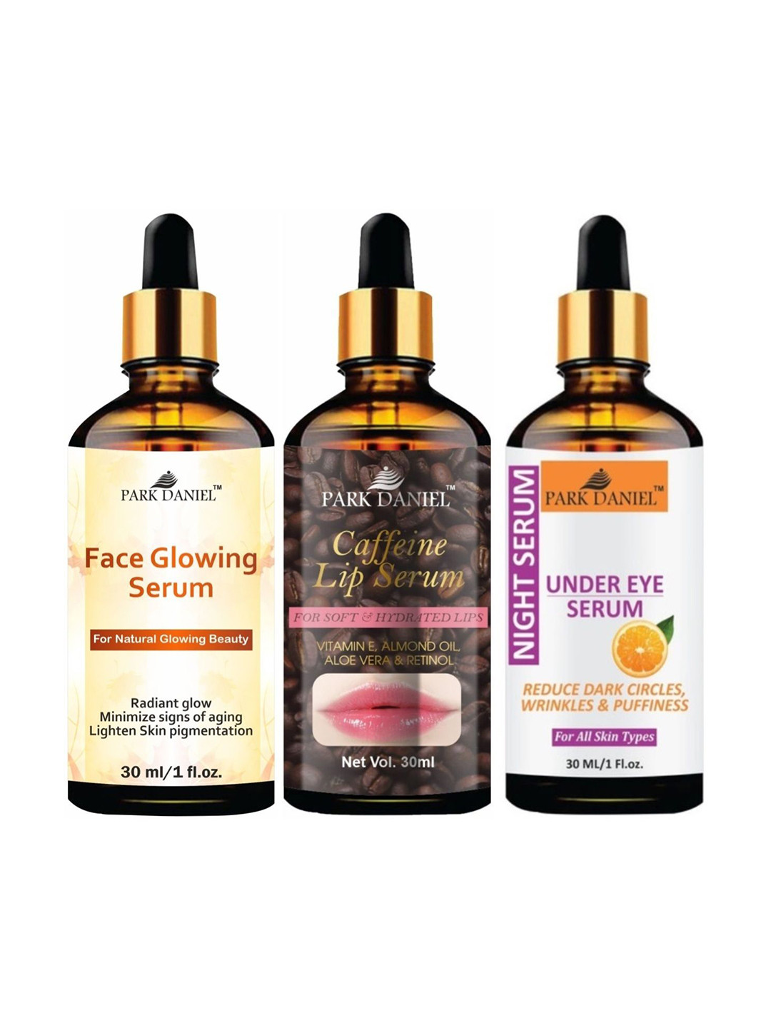 Park Daniel Set of Face Glowing Serum + Lip Serum + Under Eye Serum - 30 ml each