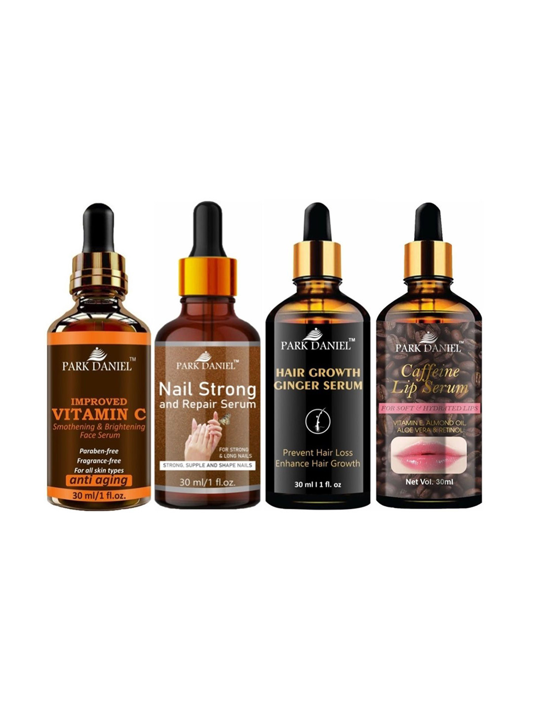 Park Daniel Set Of 4 Vitamin C Serum With Nail Strong & Hair Growth & Lip Serum
