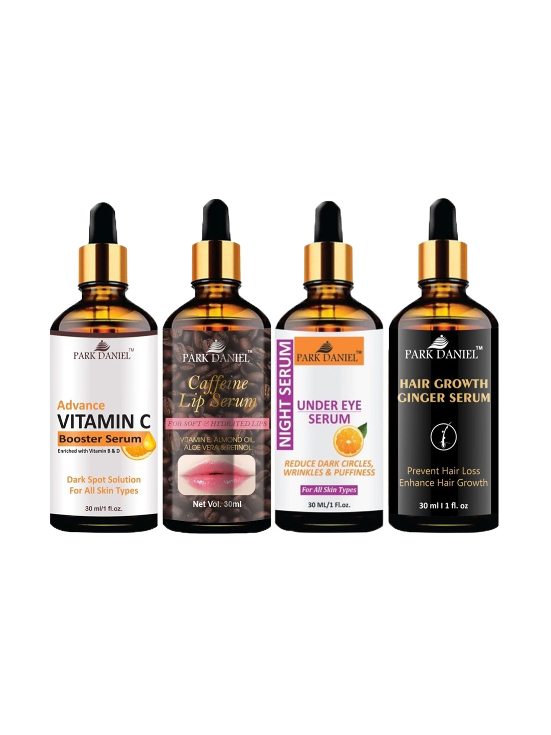 Park Daniel Set of 4 Vitamin C + Lip + Under Eye + Hair Growth Serum