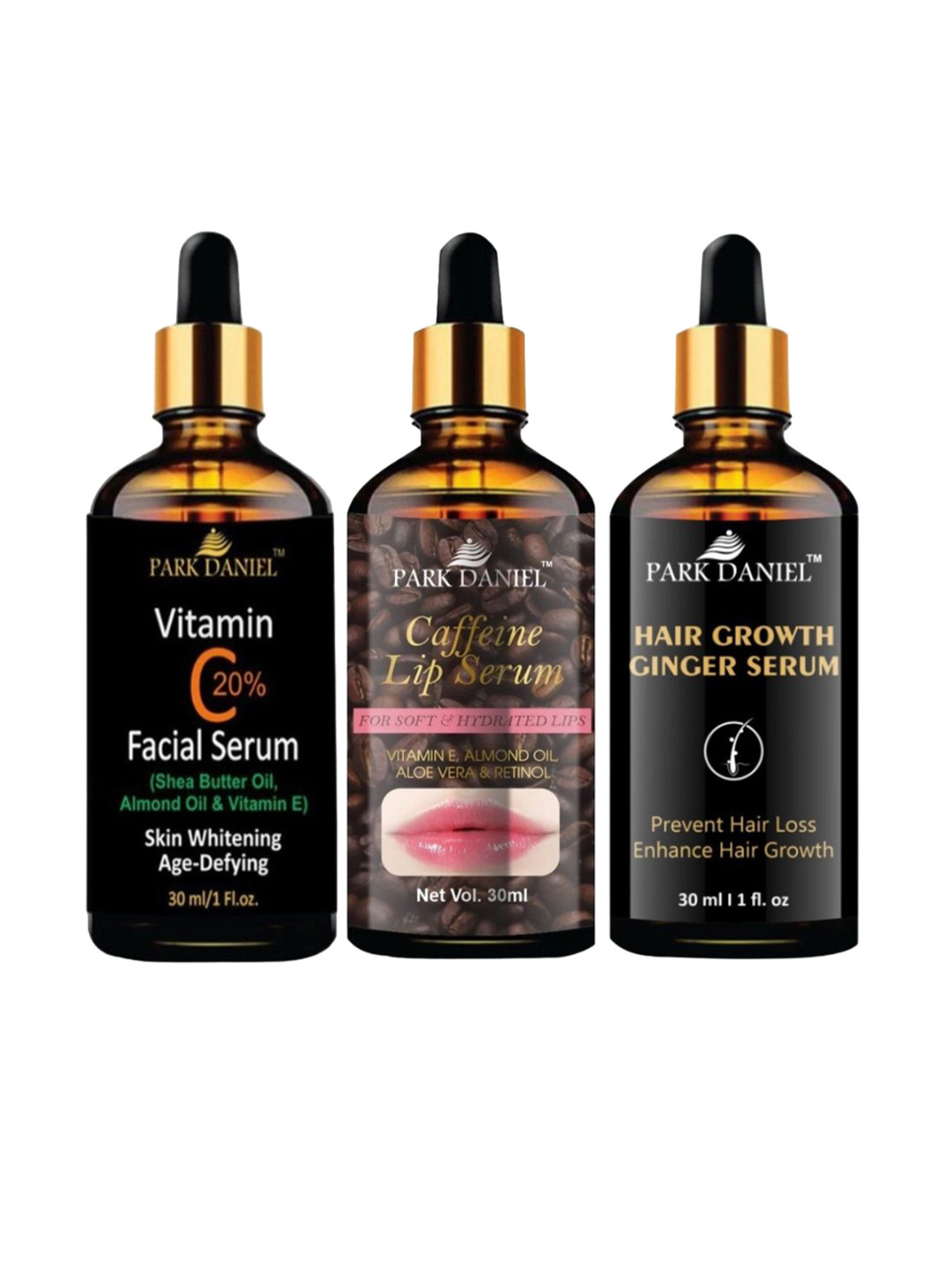 Park Daniel Set Of 3 Serums for Face Lip & Hair - 30ml Each