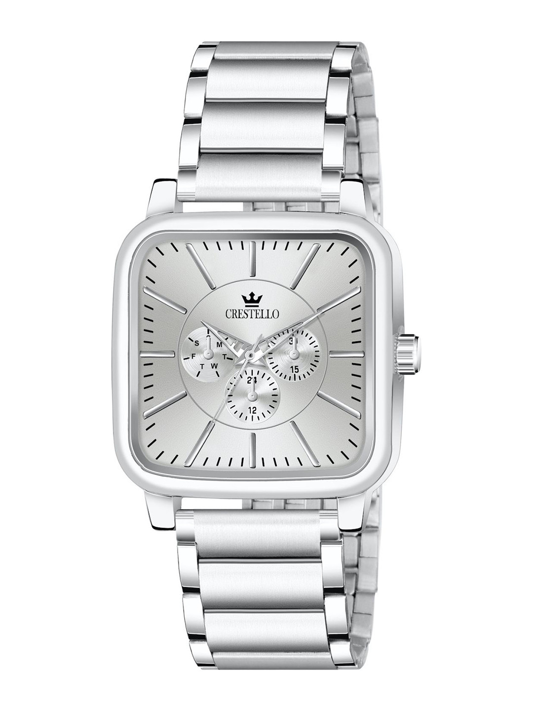 CRESTELLO Men Dial & Stainless Steel Straps Analogue Watch CR-GS041-SLV-CH