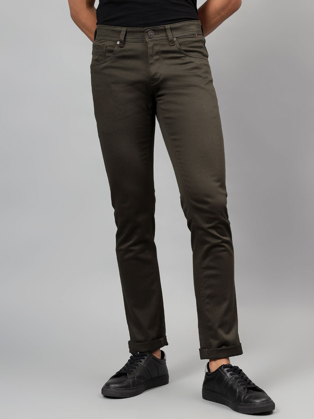 Cantabil Men Self-Design Non-Pleated ChinosTrouser