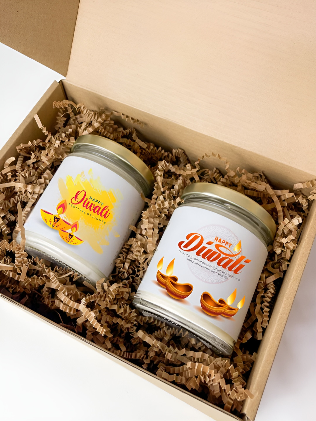 Aromatic Fables Diwali Ambiance 2Pcs 1 Wick Scented Conversational Round Jar Candles