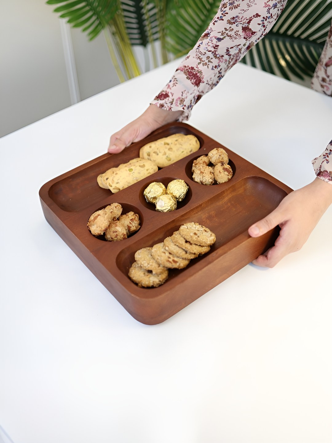 Cinch Home Brown Wooden Easy to Clean Serving Tray
