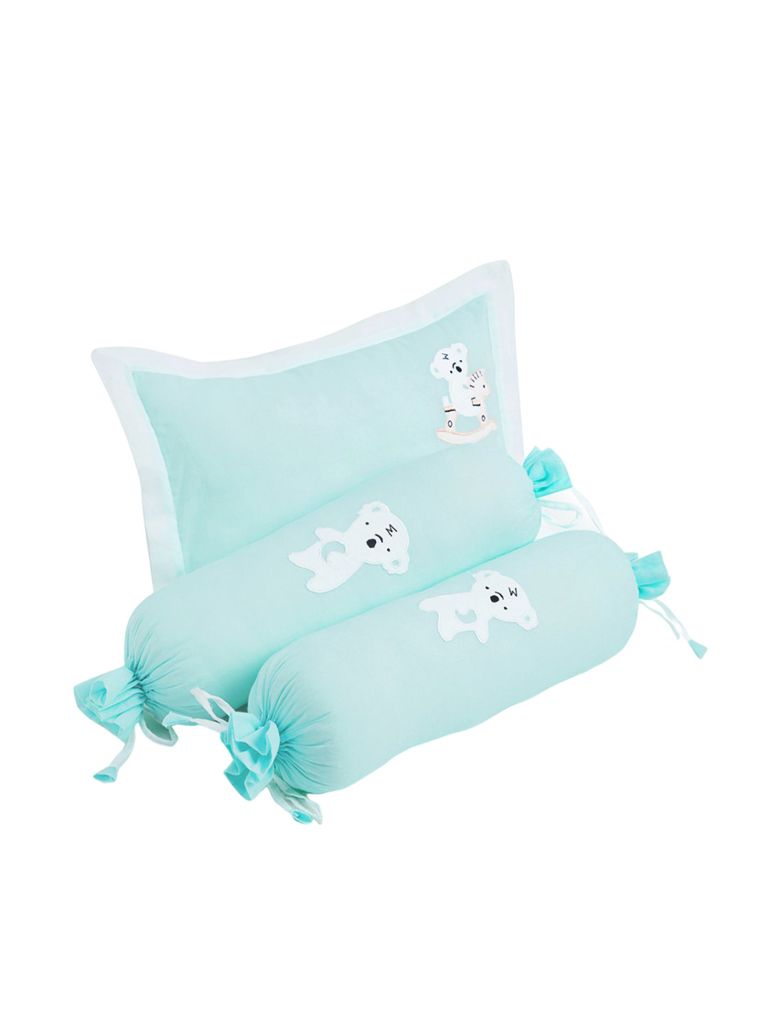 The White Cradle 2-Pcs Blue & White Cotton Bolster & Pillow Set