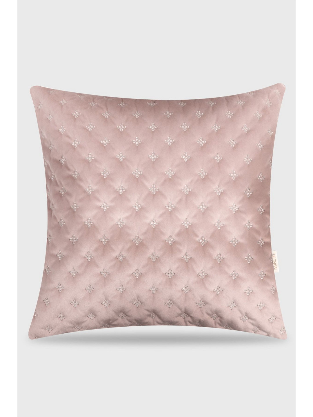 Mirooh Aayat Peach-Colored Quilted Velvet Pre-Filled Cushion