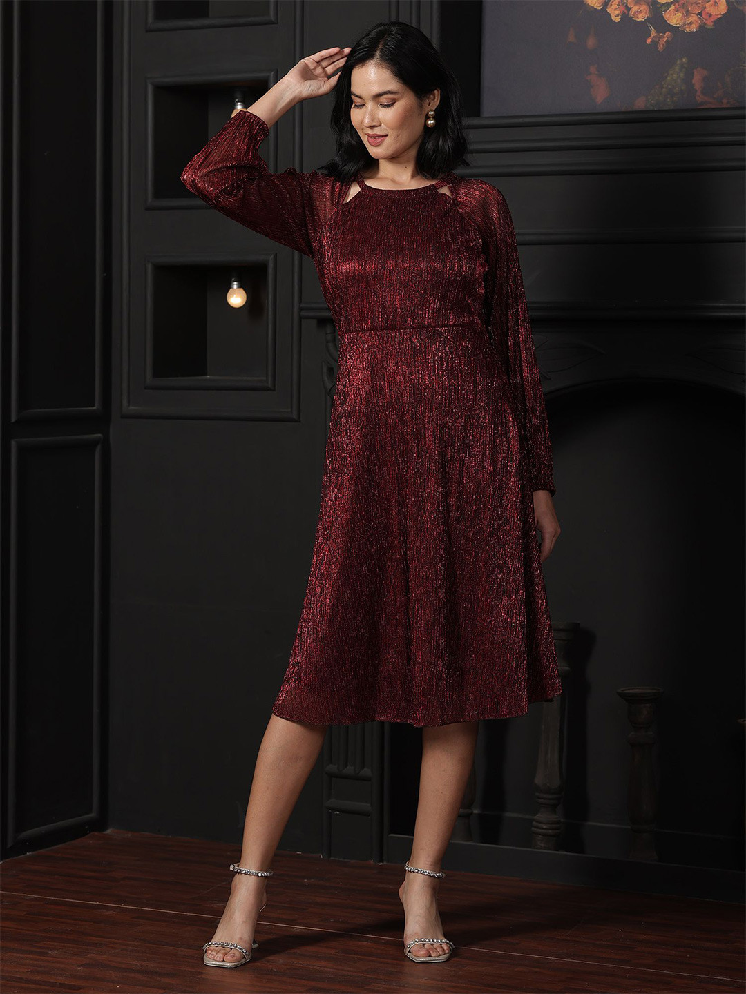 SALT ATTIRE Women Embellished Fit & Flare Knee Length Dress