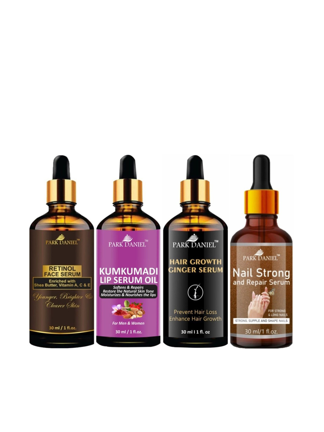 Park Daniel Set Of 4 Facial With Lip & Hair Serum Combo - 30ml Each