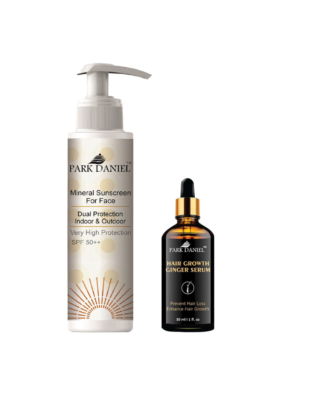 Park Daniel Mineral Set Of 2 Sunscreen - 100 ml With Hair Growth Ginger Serum - 30 ml