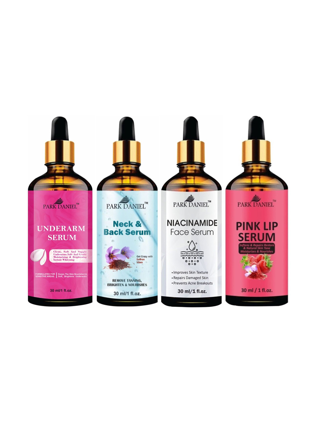 Park Daniel Set Of 4 Serums for Neck & Back Face Lips Underarm - 30ml Each