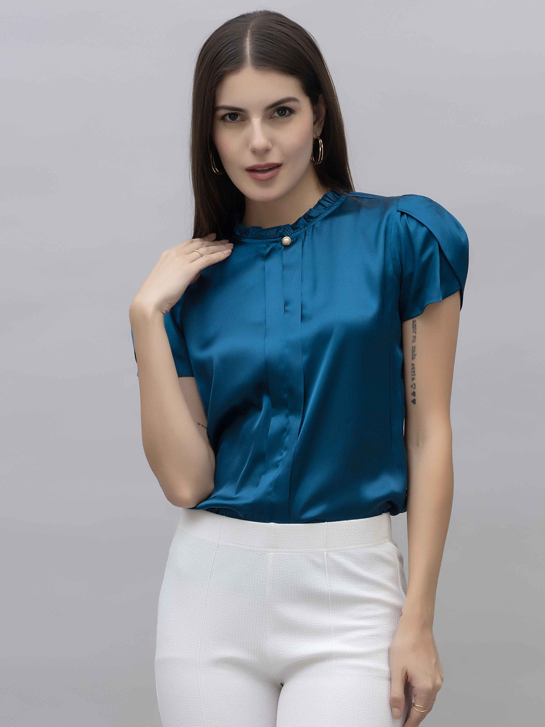 PURYS WORKSPACE Women Round Neck Blouson Top