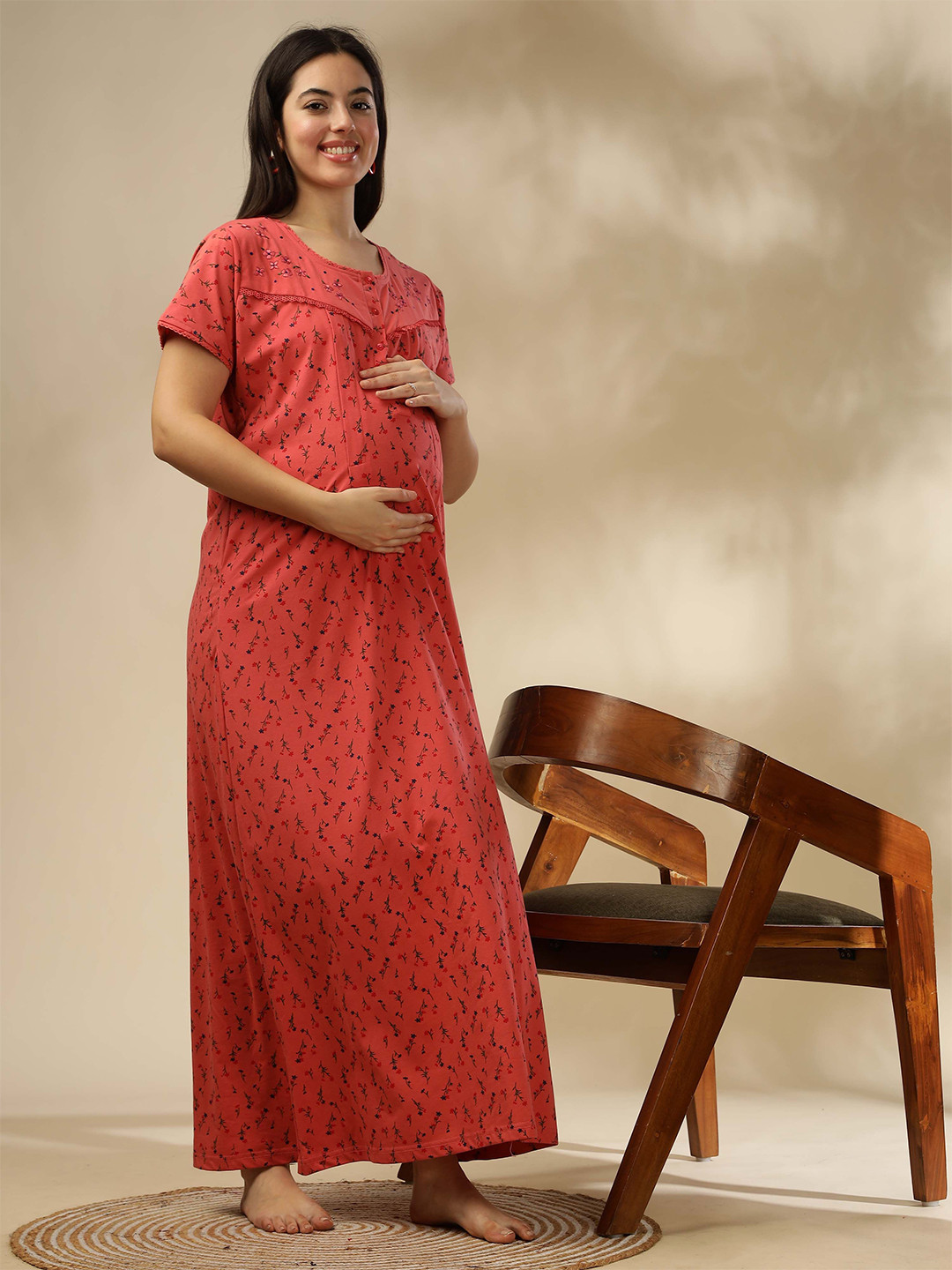 9shines Label Embroidered Maxi Nightdress