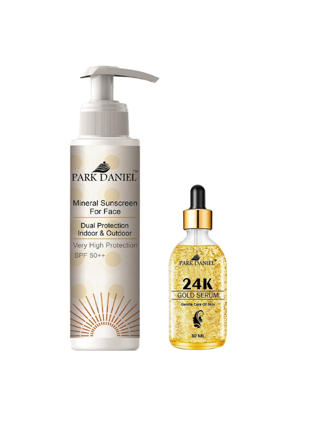 Park Daniel Mineral Face Sunscreen With SPF 50 ++ - 100 ml & 24KT Gold Serum - 30 ml