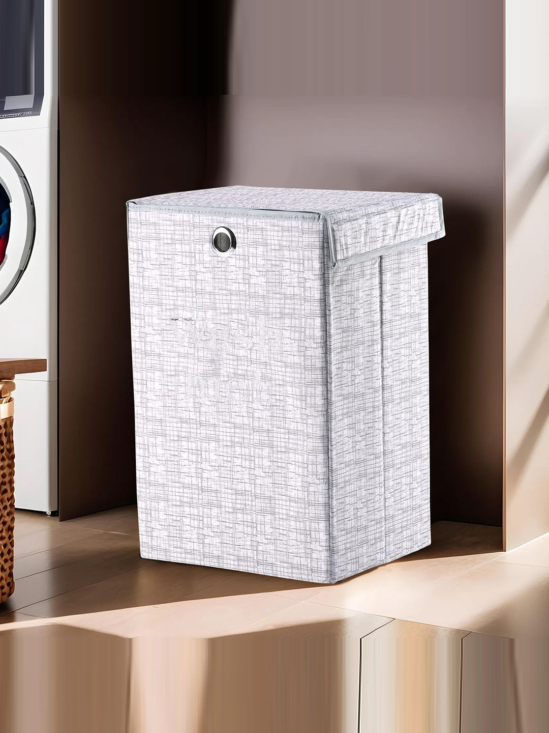 Kuber Industries  Grey & Black 6-Pcs Printed Foldable Dustproof Laundry Bags 75L