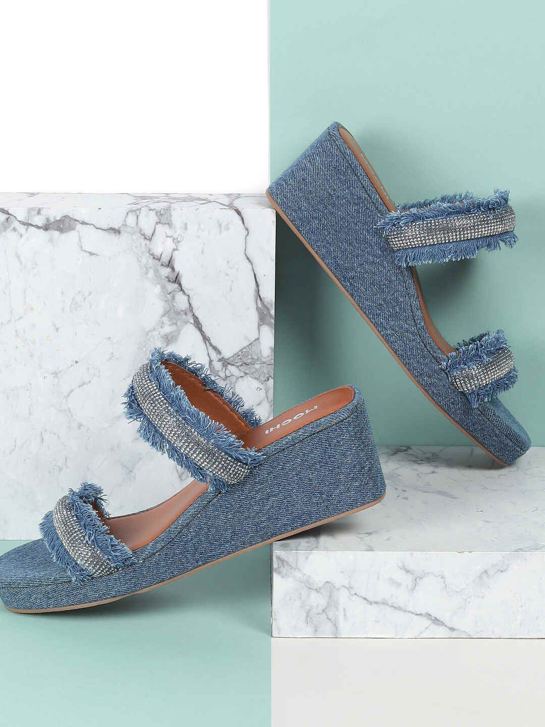 Mochi Striped Platform Pumps with Tassels