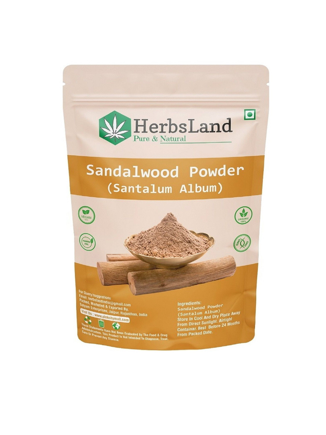 HerbsLand Sandalwood Powder Face Pack For Brightening - 100 g