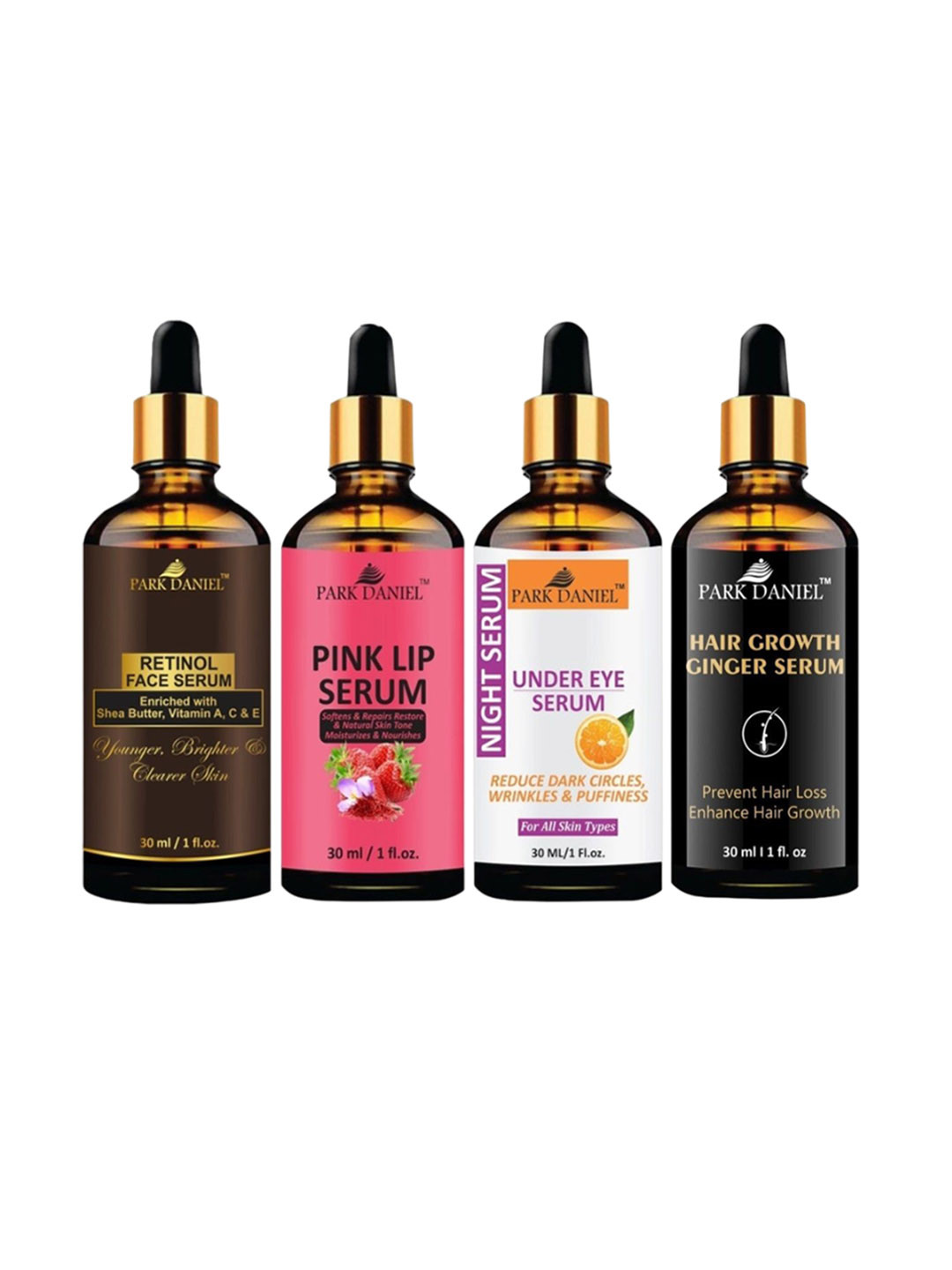 Park Daniel Set Of 4 Serums for Face Lips & Hair - 30ml Each
