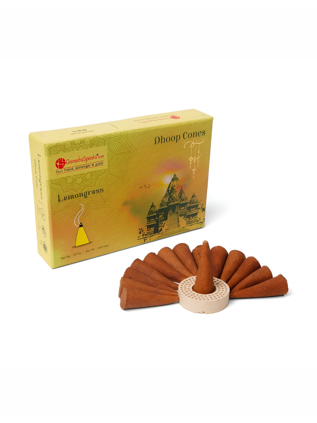 GaneshaSpeaks Brown Wood Powder Lemongrass Dhoop Dani Cone