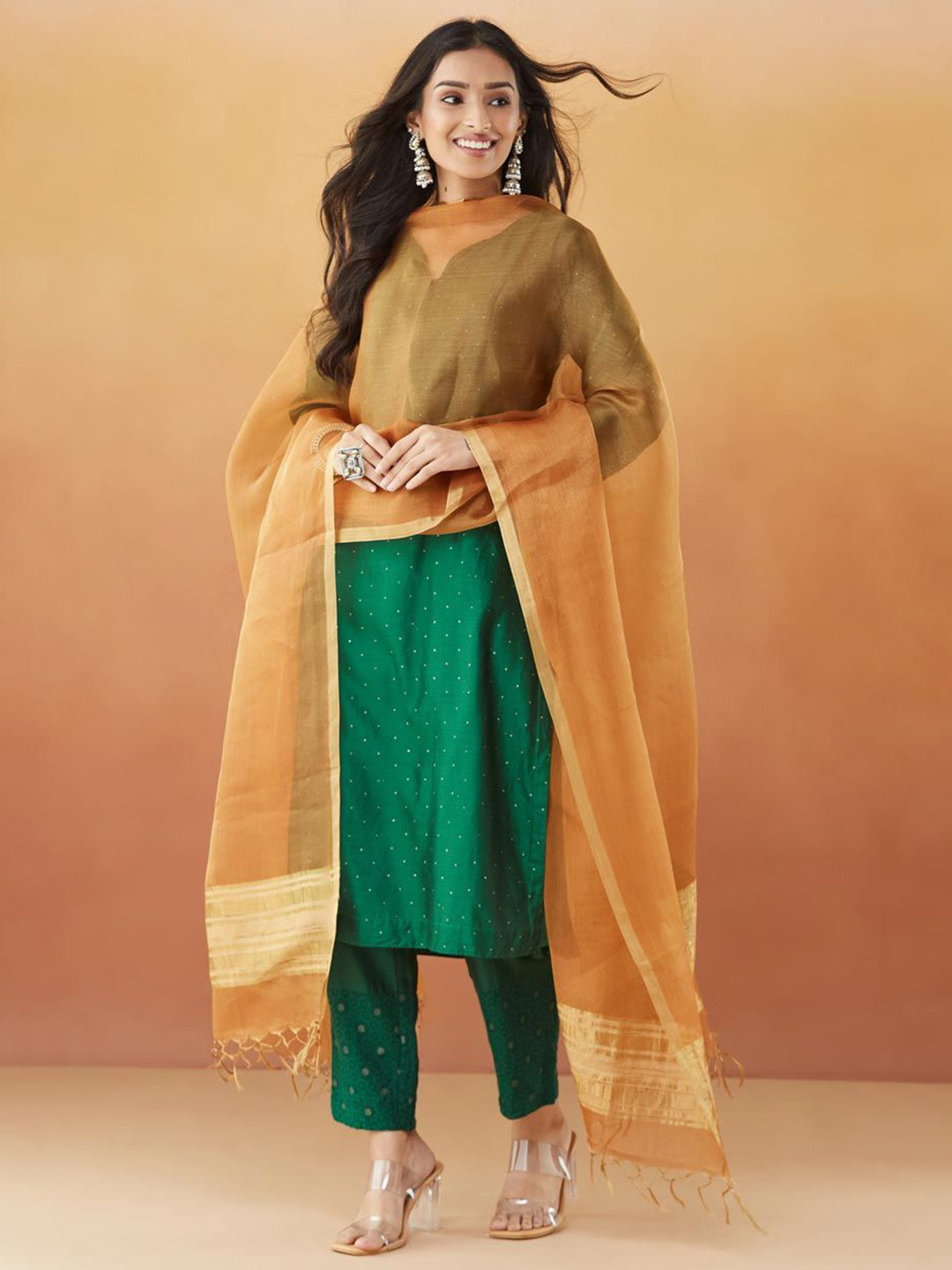 Fabindia Mustard Silk Blend Dupatta