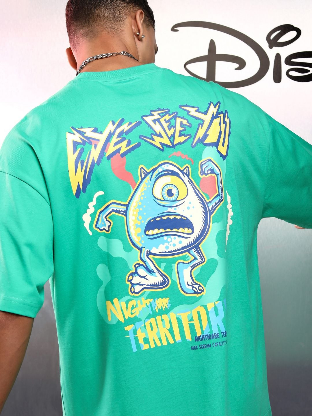 HIGHLANDER Pixar Men Monsters Inc. Short Sleeve Oversized Drop Shoulder Tshirt