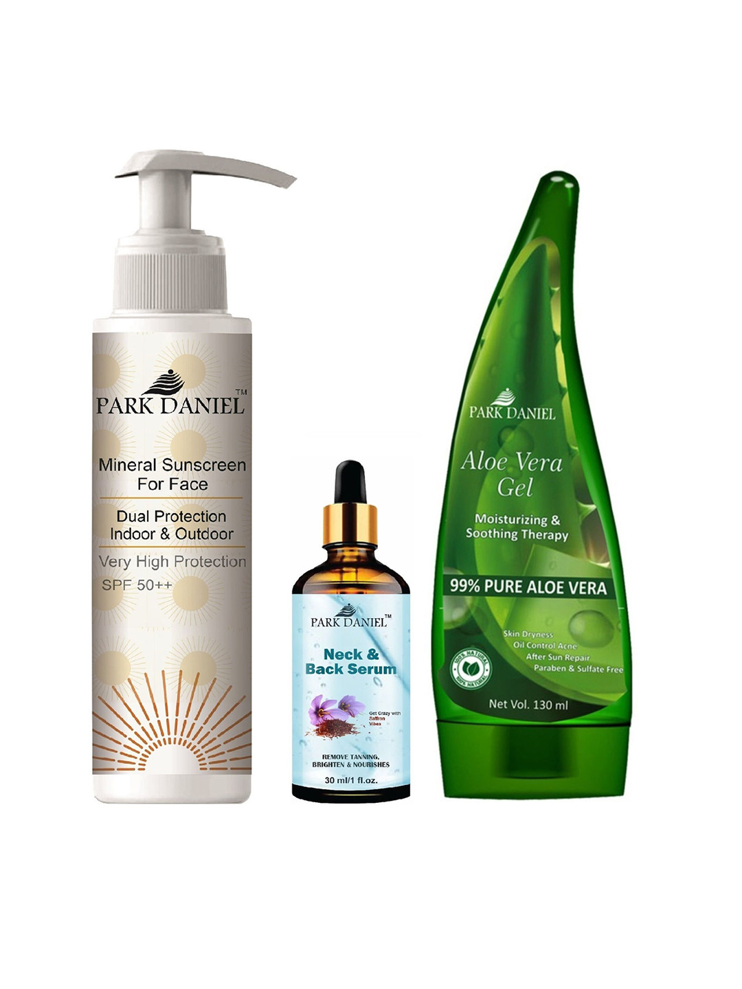 Park Daniel Set of Aloe Vera Gel 130ml + Sunscreen 100ml + Back & Neck Serum 30ml