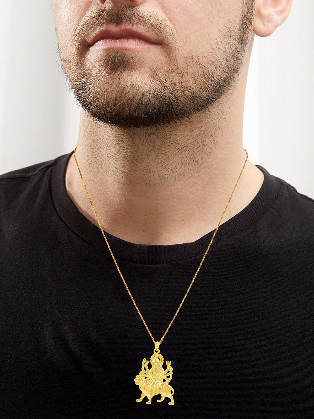 MEMOIR Unisex Gold-Plated Vaishno Mata Kali Sherawali Ma Durga Contemporary Pendant