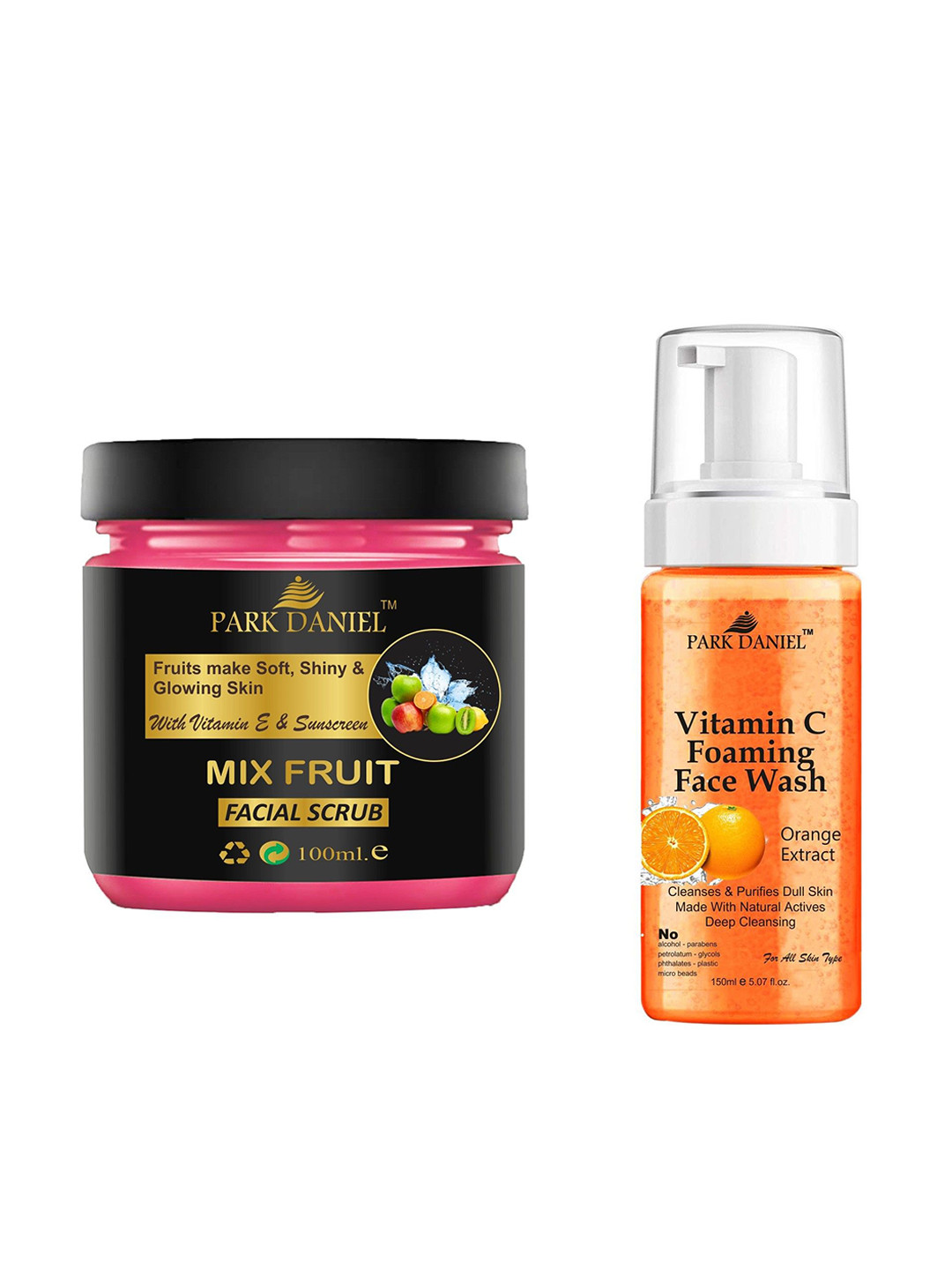 Park Daniel Set of 2 Vitamin C Foaming Face Wash 150 ml & Mix Fruit Facial Scrub 100ml