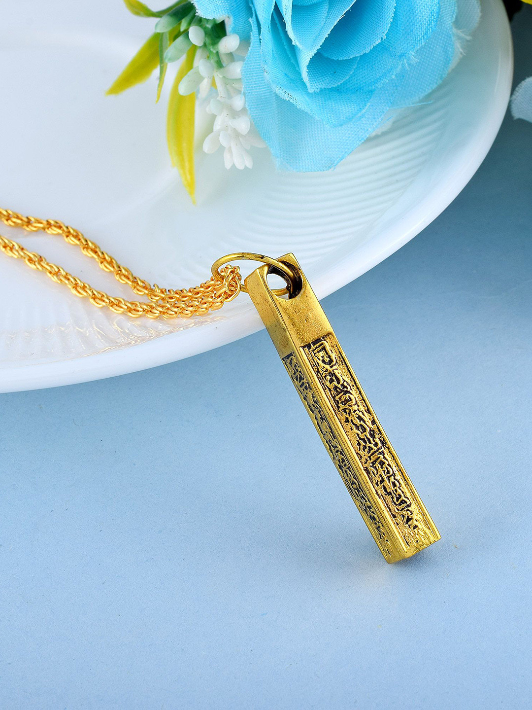 MEMOIR Men Gold-Plated Spherical Pendant With Chain