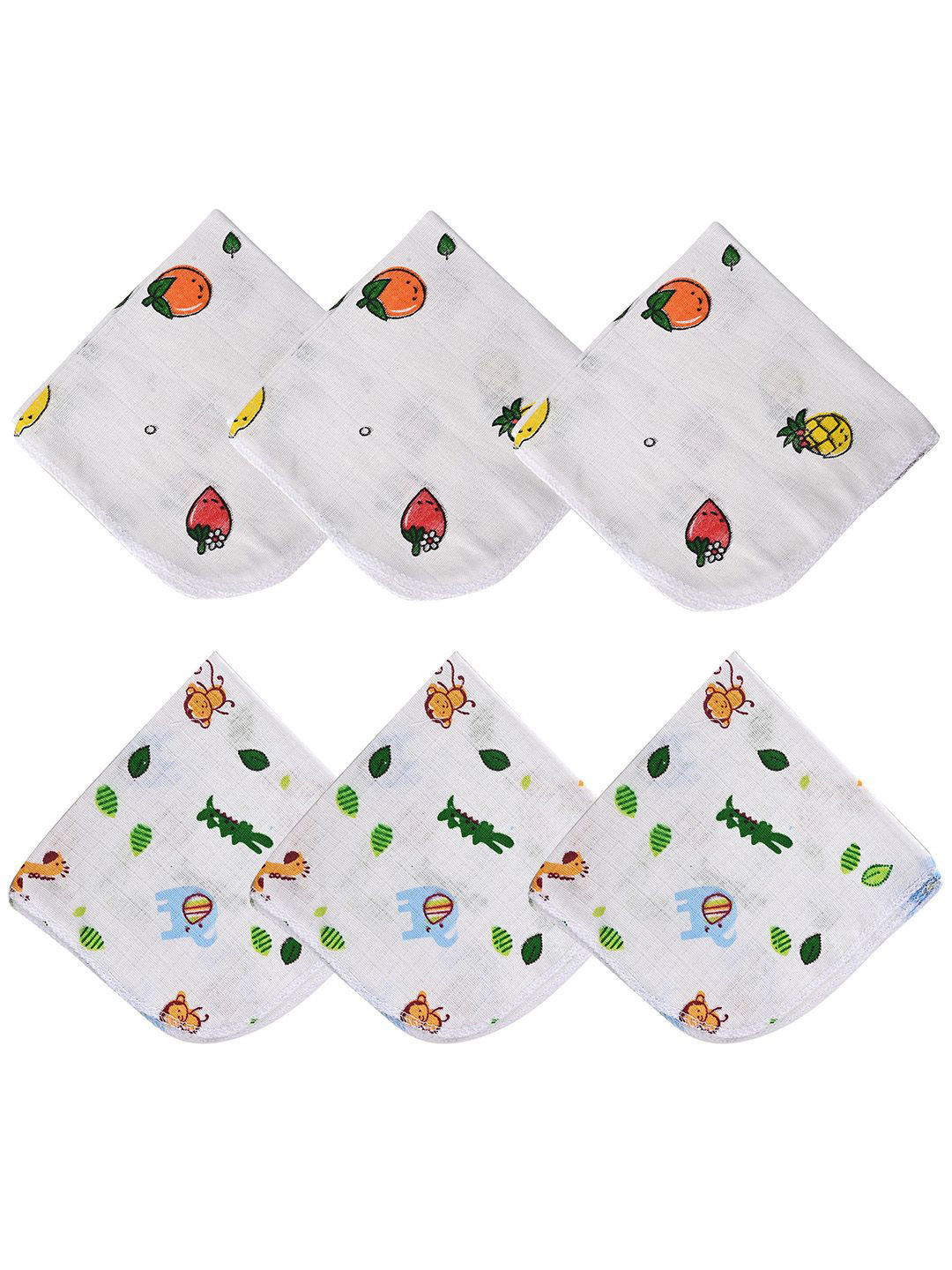Kuber Industries White 6 Pieces Floral Printed Summer 210 GSM Cotton Single Bed Blankets