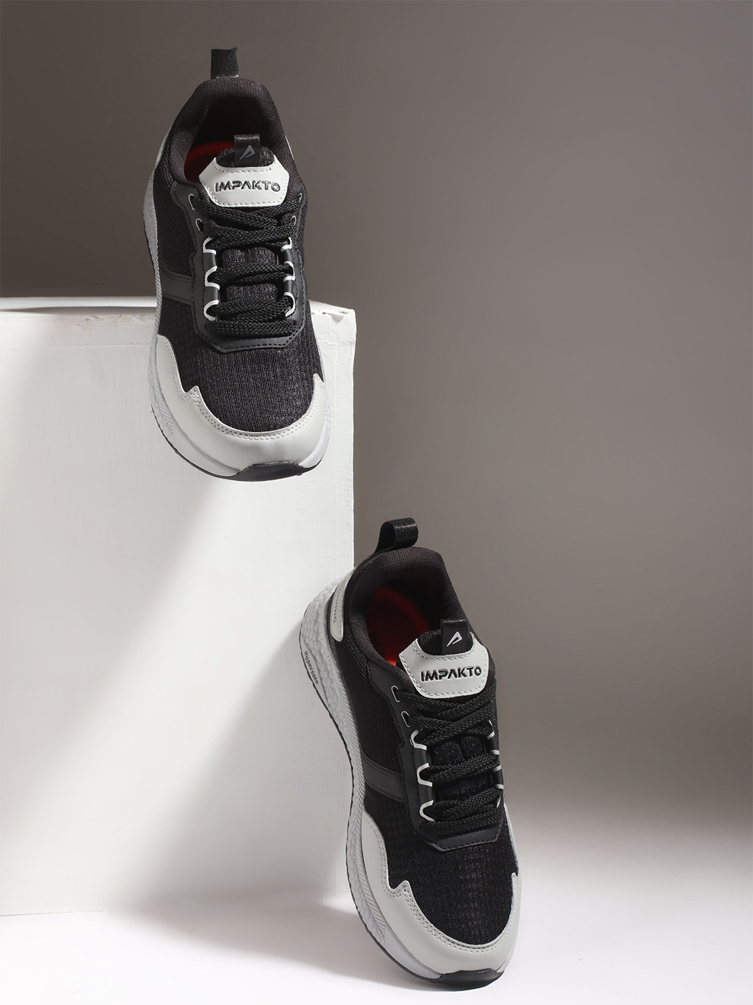 IMPAKTO Men Black Mesh with Lace-Up Shoes