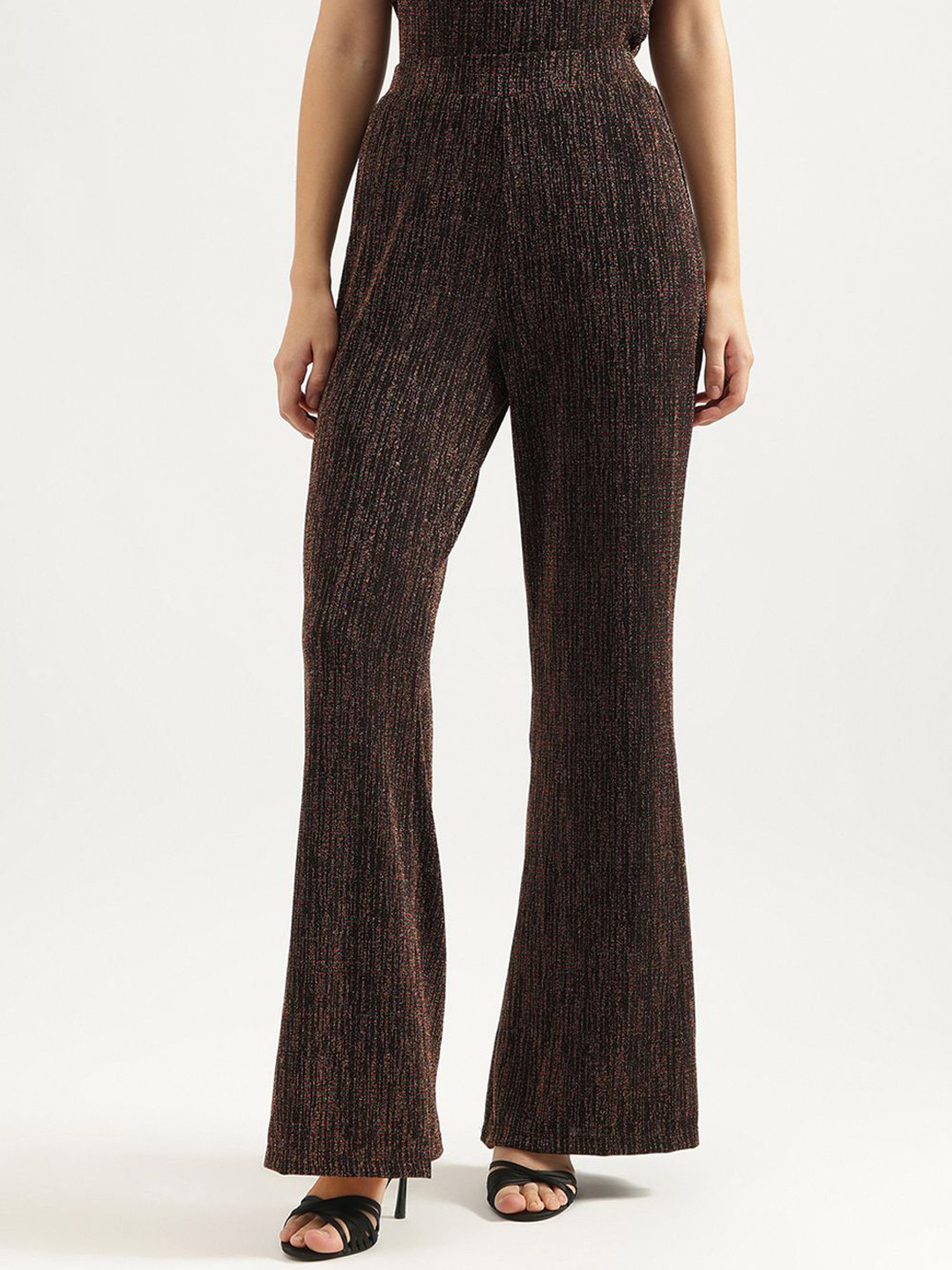 United Colors of Benetton Women Black Straight Fit High-Rise Slip-On Trousers