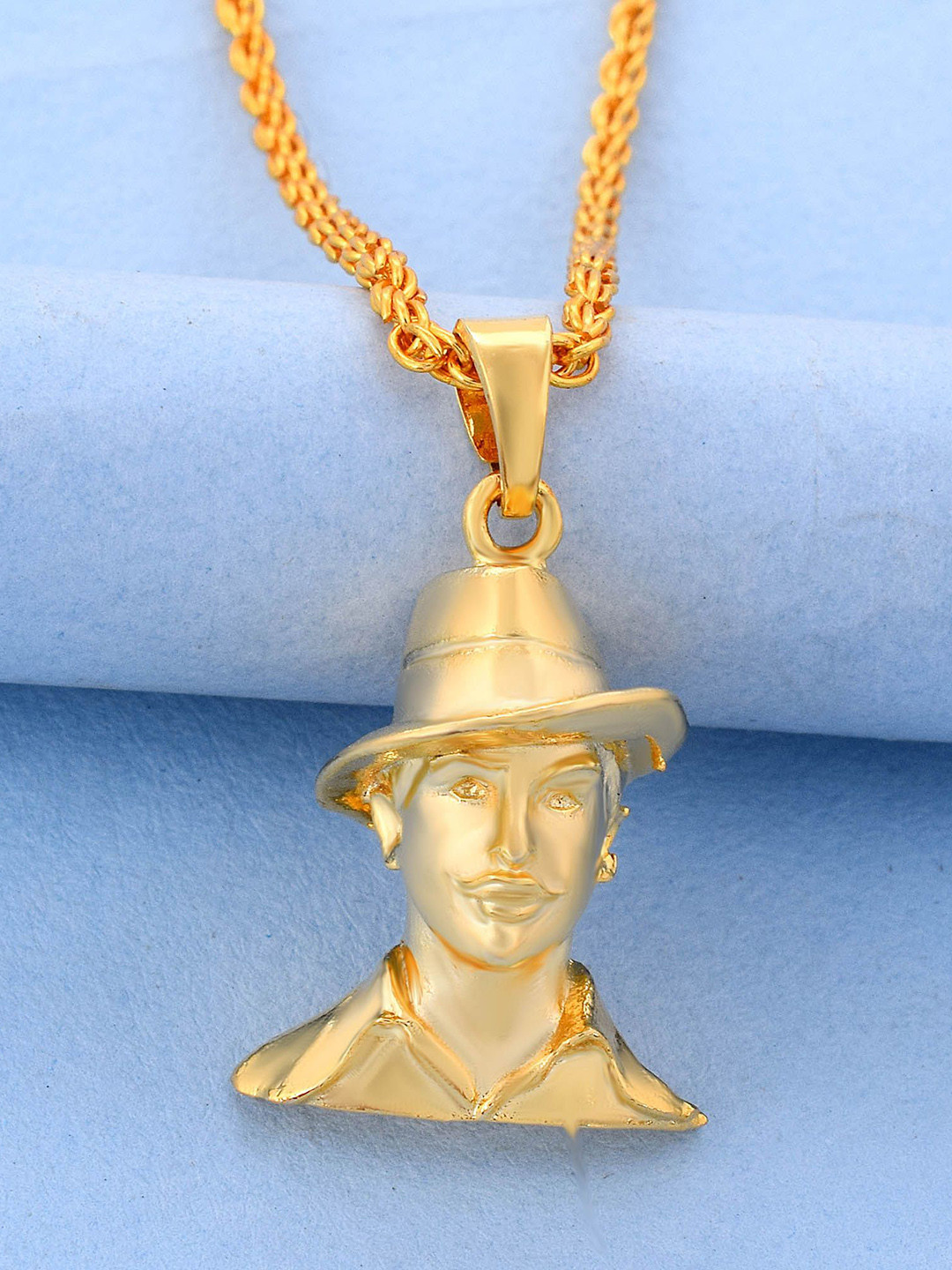 MEMOIR Unisex Gold-Plated Shaheed Bhagat Singh 3D Contemporary Pendant