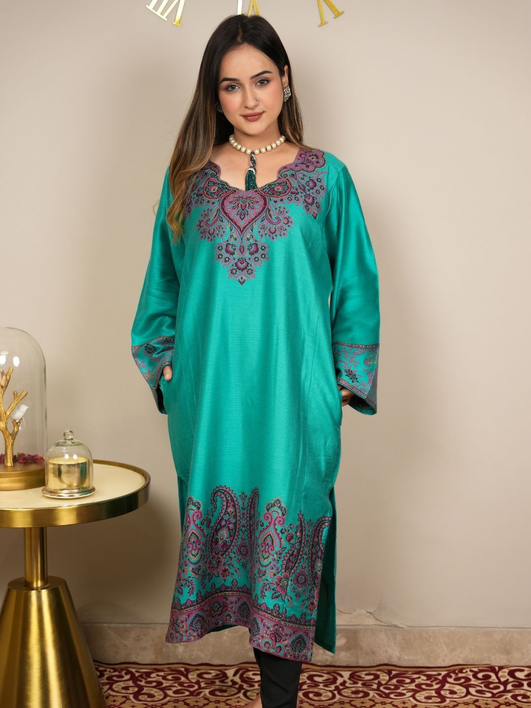 HOUSE OF KIRNA'S WITH LOGO OF HOK Floral Embroidered  Style Kurta