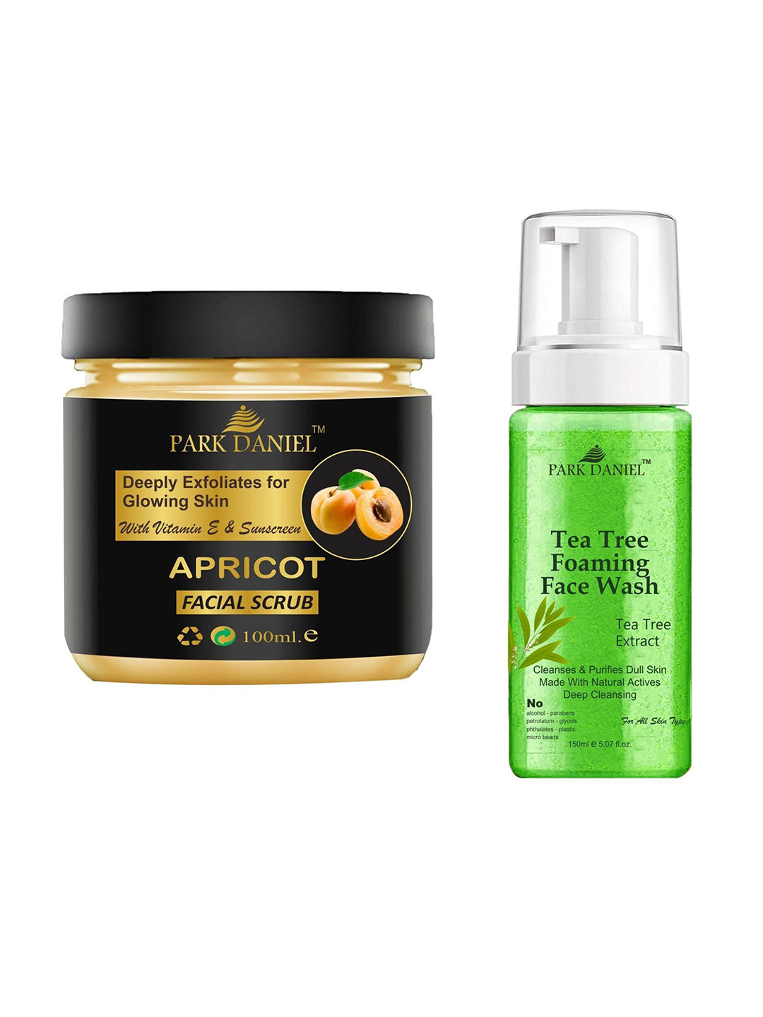 Park Daniel Set Of Tea Tree Foaming Face Wash 150ml & Apricot Facial Scrub 100ml