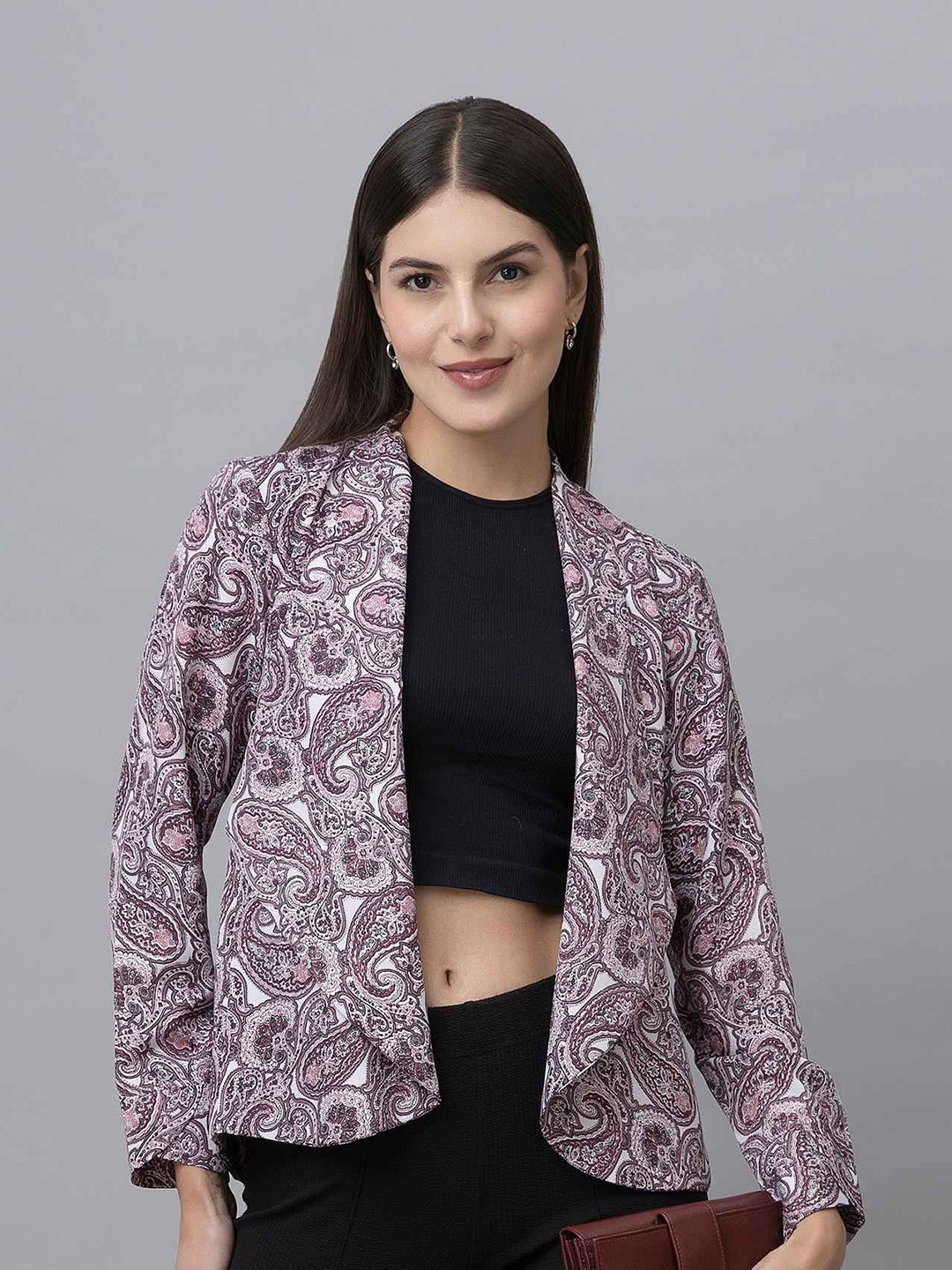 PURYS WORKSPACE Ethnic Motifs Printed Open Front Shrug