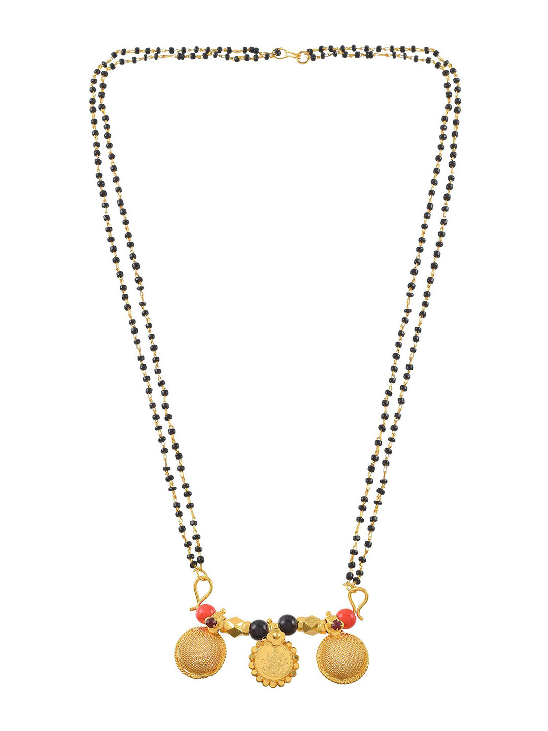 MEMOIR Gold-Plated Beaded Double Wati Lakshmi Coin Traditional Mangalsutra